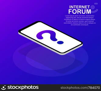 Internet forum, communicating people, society isometric concept. Vector stock illustration.