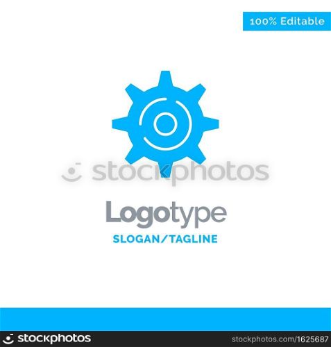 Internet, Gear, Setting Blue Solid Logo Template. Place for Tagline