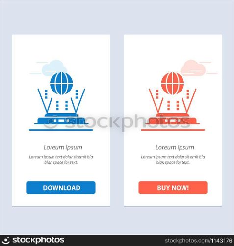 Internet, Globe, Router, Connect Blue and Red Download and Buy Now web Widget Card Template
