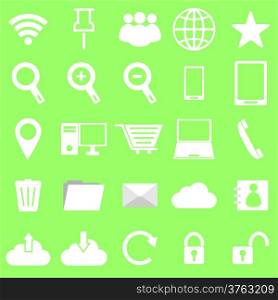 Internet icons on green background, stock vector