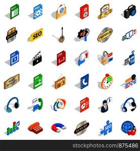 Internet icons set. Isometric style of 36 internet vector icons for web isolated on white background. Internet icons set, isometric style