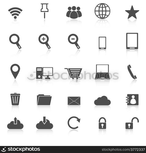 Internet icons with reflect on white background, stock vector
