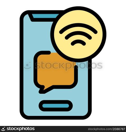 Internet in smartphone icon. Outline internet in smartphone vector icon color flat isolated. Internet in smartphone icon color outline vector