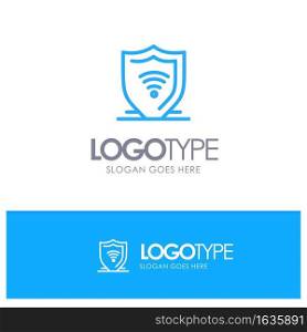 Internet, Internet Security, Protect, Shield Blue outLine Logo with place for tagline