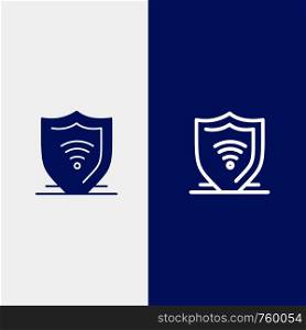 Internet, Internet Security, Protect, Shield Line and Glyph Solid icon Blue banner Line and Glyph Solid icon Blue banner
