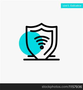 Internet, Internet Security, Protect, Shield turquoise highlight circle point Vector icon