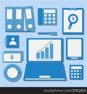Internet investor at home office color icons, stock vector