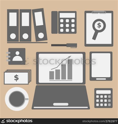 Internet investor at home office icon, stock vector