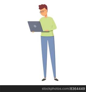 Internet laptop admin icon cartoon vector. Server engineer. Datacenter worker. Internet laptop admin icon cartoon vector. Server engineer