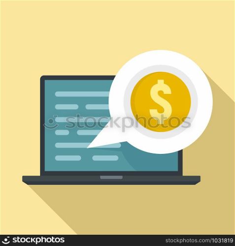 Internet laptop banking icon. Flat illustration of internet laptop banking vector icon for web design. Internet laptop banking icon, flat style