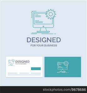 Internet, layout, page, site, static Business Logo Line Icon Symbol for your business. Turquoise Business Cards with Brand logo template. Vector EPS10 Abstract Template background