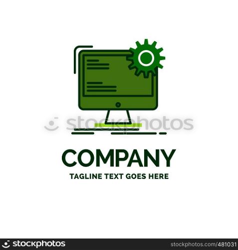 Internet, layout, page, site, static Flat Business Logo template. Creative Green Brand Name Design.