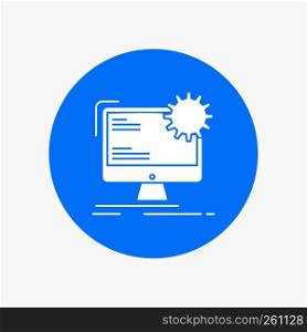 Internet, layout, page, site, static White Glyph Icon in Circle. Vector Button illustration