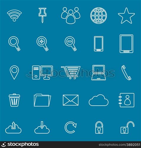 Internet line icons on blue background, stock vector