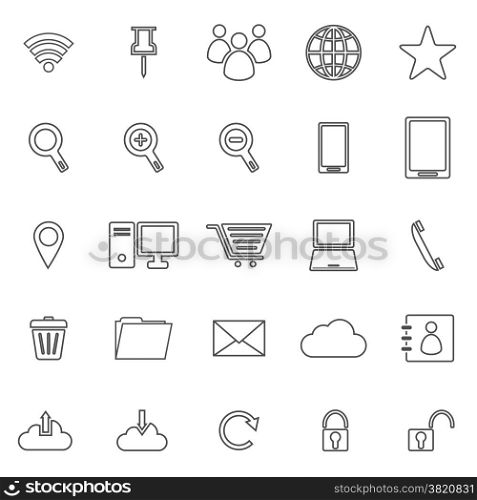 Internet line icons on white background, stock vector