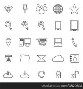 Internet line icons on white background, stock vector