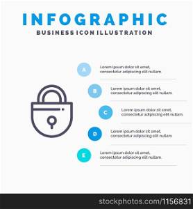 Internet, Lock, Locked, Security Line icon with 5 steps presentation infographics Background