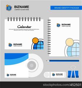 Internet Logo, Calendar Template, CD Cover, Diary and USB Brand Stationary Package Design Vector Template