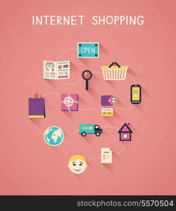 Internet marketing and online shopping infographics, how e-commerce website works vector illustration