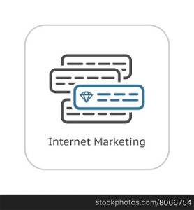 Internet Marketing Icon.. Internet Marketing Icon. Flat Design Isolated Illustration. App Symbol or UI element.Couple text ads compete with each other.