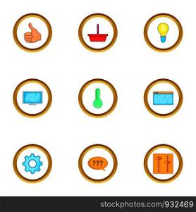 Internet marketing icons set. Cartoon set of 9 internet marketing vector icons for web isolated on white background. Internet marketing icons set, cartoon style