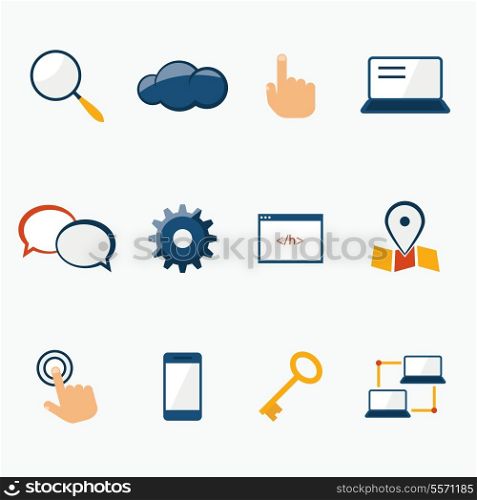 Internet marketing services icons set for website and social media contents isolated vector illustration