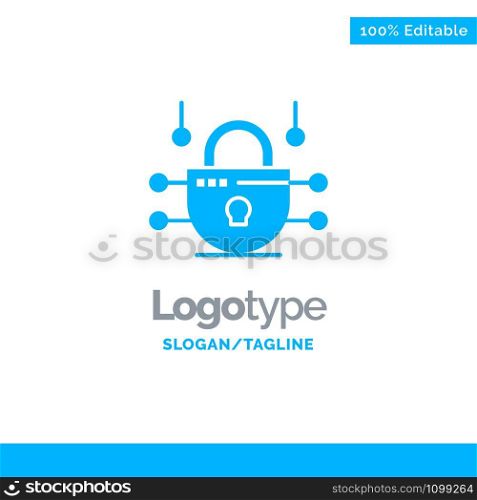 Internet, Network, Network Security Blue Solid Logo Template. Place for Tagline