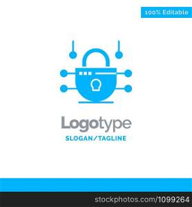 Internet, Network, Network Security Blue Solid Logo Template. Place for Tagline