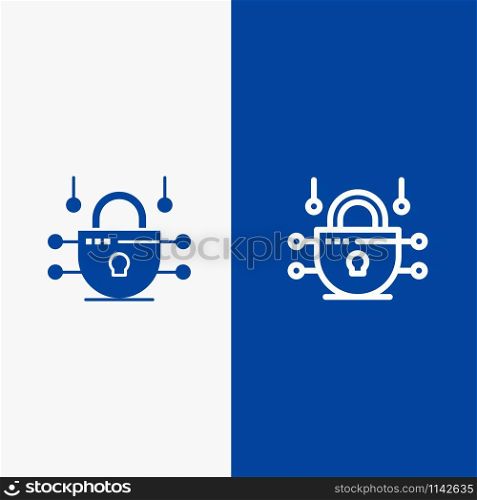 Internet, Network, Network Security Line and Glyph Solid icon Blue banner Line and Glyph Solid icon Blue banner