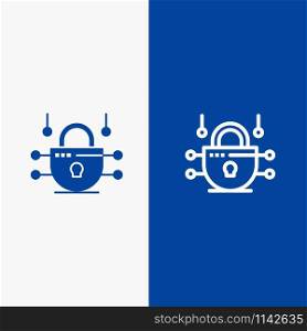 Internet, Network, Network Security Line and Glyph Solid icon Blue banner Line and Glyph Solid icon Blue banner