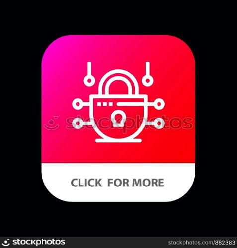 Internet, Network, Network Security Mobile App Button. Android and IOS Line Version