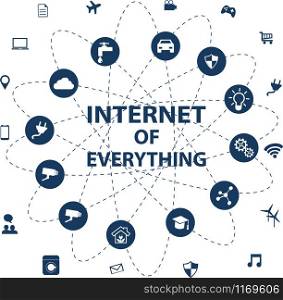 Internet of everything (IOT) concept with different icon and elements. Digital Network Connections