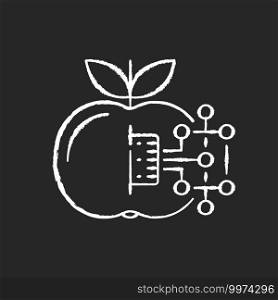 Internet of food chalk white icon on black background. Agricultural industry. IOT technologies. Smart farming. Digital age. Isolated vector chalkboard illustration. Internet of food chalk white icon on black background