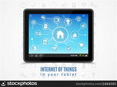 Internet of things concept with realistic mobile tablet and smart home devices symbols vector illustration. Internet Of Things Tablet