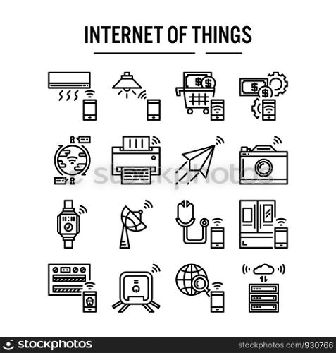 Internet of things icon in outline design for web design , infographic , presentation , mobile application - Vector illustration