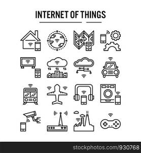 Internet of things icon in outline design for web design , infographic , presentation , mobile application - Vector illustration