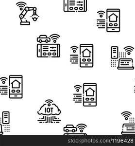 Internet Of Things IOT Seamless Pattern Vector Thin Line. Illustrations. Internet Of Things Seamless Pattern Vector