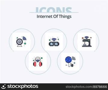Internet Of Things Line Filled Icon Pack 5 Icon Design. connection. charge. television. battery. online