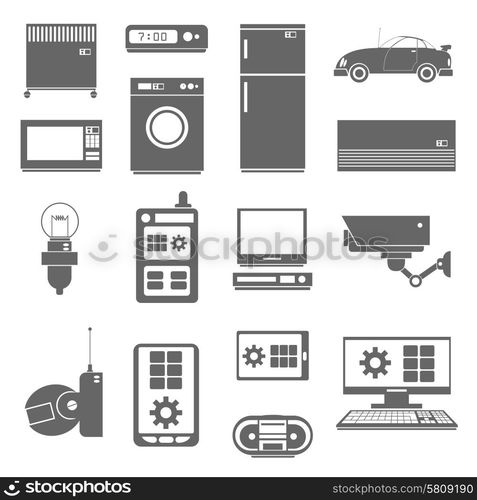 Internet of things mobile car and house facilities remote control black pictograms collection abstract isolated vector illustration. Internet things icons set black