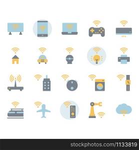 Internet of things related icon and symbol set in flat design