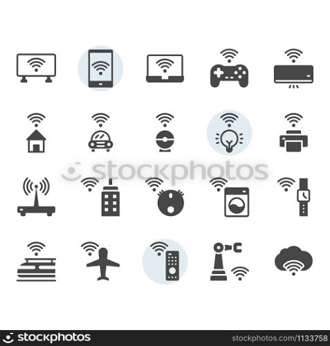 Internet of things related icon and symbol set in glyph design