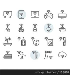 Internet of things related icon and symbol set in outline design