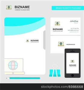 Internet on Laptop Business Logo, File Cover Visiting Card and Mobile App Design. Vector Illustration