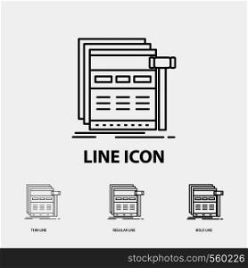 Internet, page, web, webpage, wireframe Icon in Thin, Regular and Bold Line Style. Vector illustration. Vector EPS10 Abstract Template background