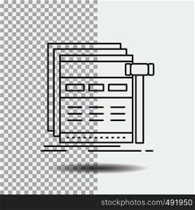 Internet, page, web, webpage, wireframe Line Icon on Transparent Background. Black Icon Vector Illustration. Vector EPS10 Abstract Template background