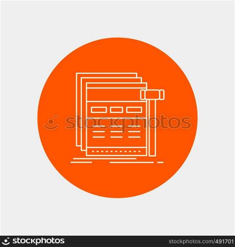 Internet, page, web, webpage, wireframe White Line Icon in Circle background. vector icon illustration. Vector EPS10 Abstract Template background