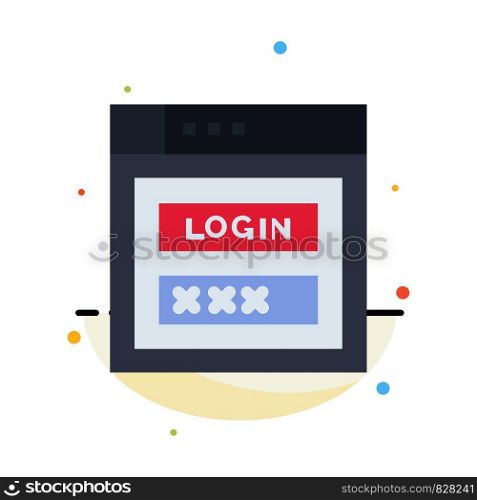 Internet, Password, Shield, Web Security, Abstract Flat Color Icon Template