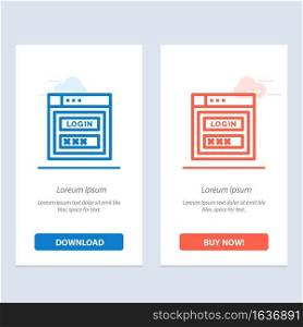Internet, Password, Shield, Web Security,  Blue and Red Download and Buy Now web Widget Card Template
