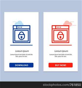 Internet, Password, Shield, Web Security, Blue and Red Download and Buy Now web Widget Card Template