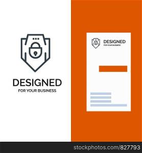 Internet, Password, Shield, Web Security, Grey Logo Design and Business Card Template